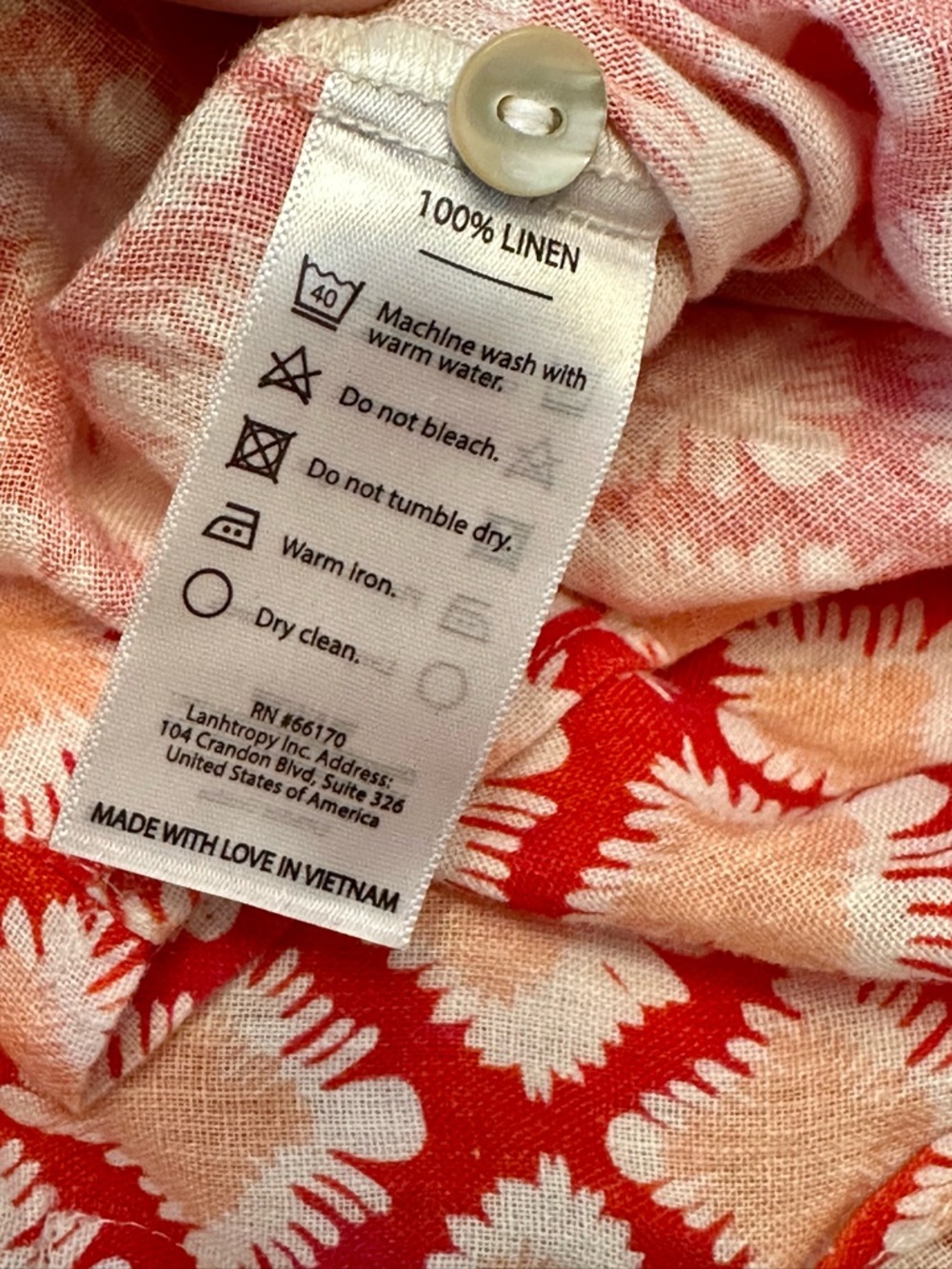 Lanhtropy Island Linen Shirt Tangier Print 100% Organic Linen Oversized L - Picture 5 of 14